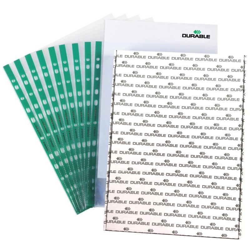 ΖΕΛΑΤΙΝΕΣ DURABLE ΚΡΙΚ ΑΝΩ Α4 GLASS CLEAR (πράσινες τρύπες) ΠΑΚΕΤΟ 100 ΤΕΜ