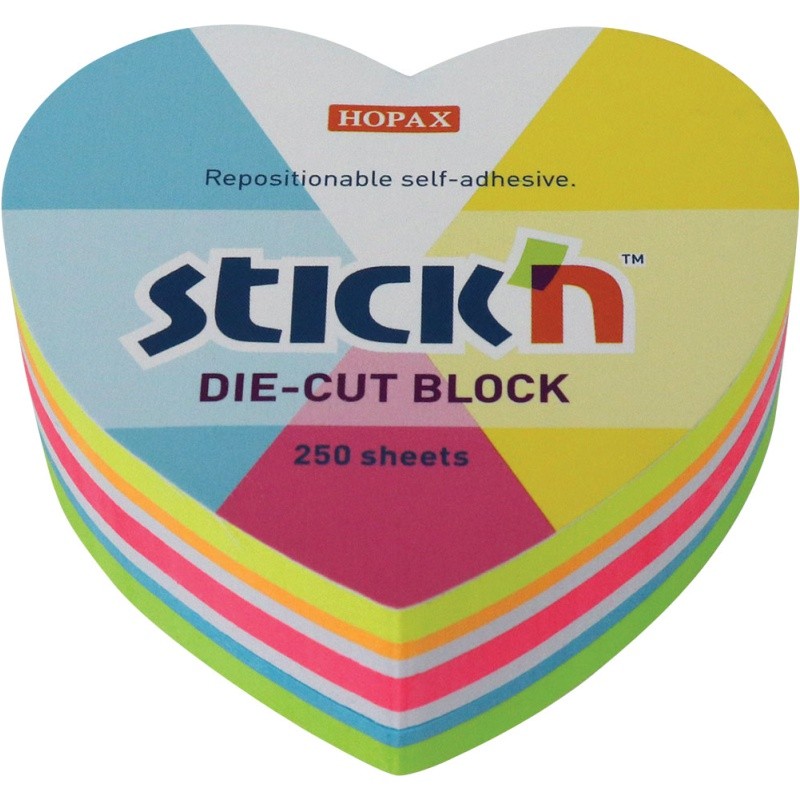 ΧΑΡΤΑΚΙΑ Stick'N ΚΥΒΟΣ NEON ΚΑΡΔΙΑ 67Χ67 250Φ