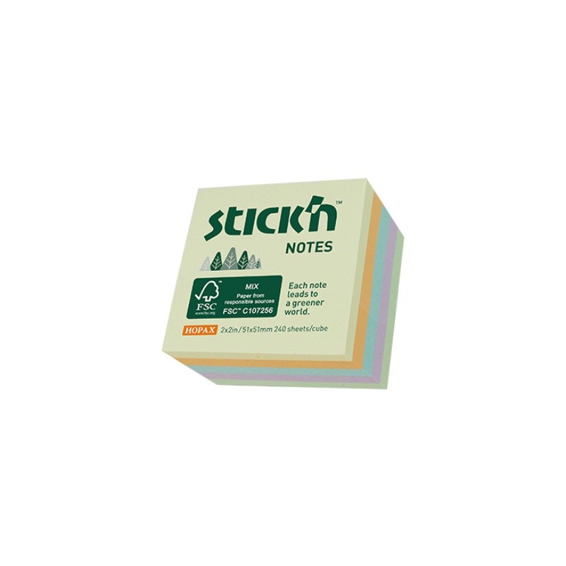 ΧΑΡΤΑΚΙΑ Stick'N ΚΥΒΟΣ ΜΙΝΙ ΠΑΣΤΕΛ FSC 50Χ50 240Φ