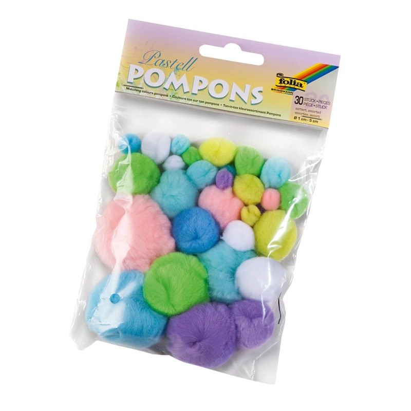 ΠΟΜ-ΠΟΜ POM-POM FOLIA ΠΑΣΤΕΛ ΔΙΑΦΟΡΑ ΜΕΓΕΘΗ 30τεμ.
