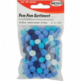 ΠΟΜ-ΠΟΜ ΡΟΜ-ΡΟΜ MEYCO Φ10mm 120τεμ. (αποχρώσεις μπλε-σιέλ)